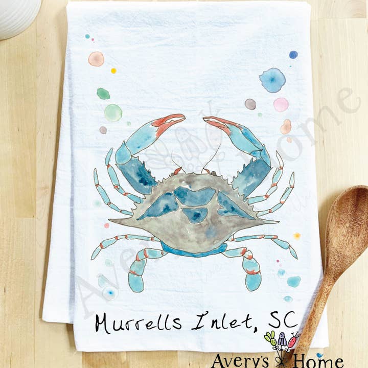 Avery's Home - Vente Torchons - Torchon côtier personnalisable "Blue Crab Ocean"76