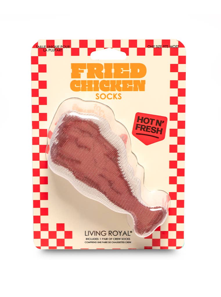Living Royal - Wholesale Socks - Unisex - 3D Packaged Crew Socks - Fried Chicken Leg - Off-White0
