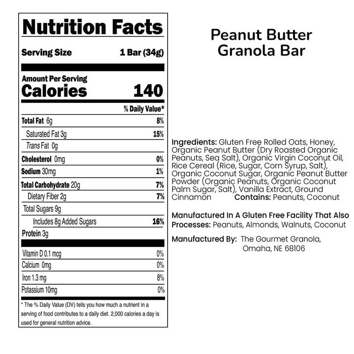 The Gourmet Granola - Wholesale Snack Bar - Peanut Butter Granola Bars - 12 Pack4