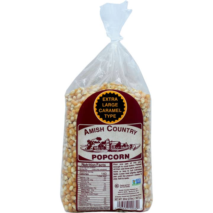 Amish Country Popcorn - Wholesale Popcorn - 2lb Bag of Extra Large Caramel Type Popcorn