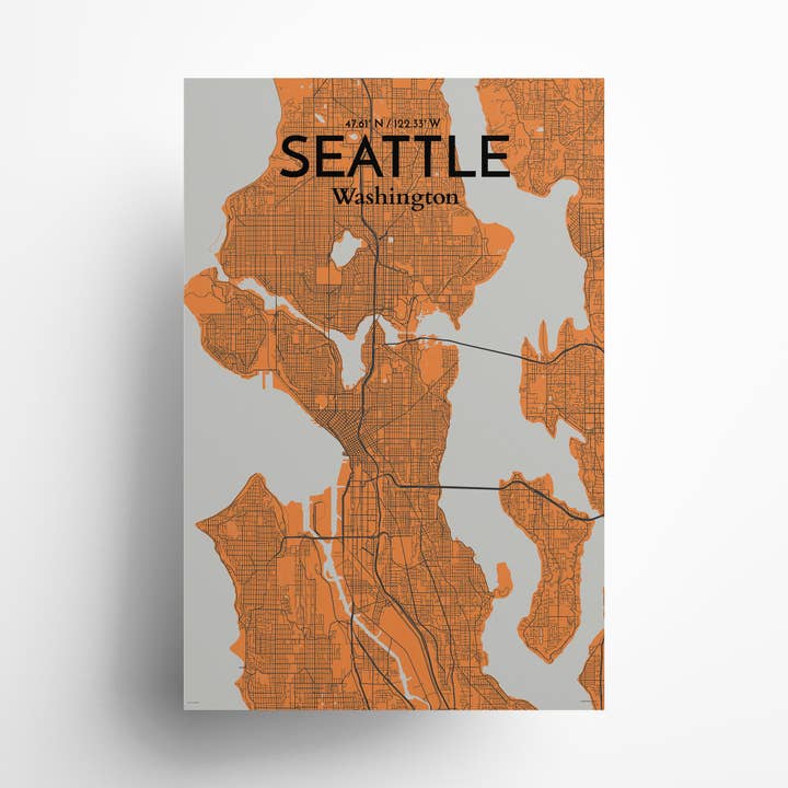 Seattle City Karta Affisch för wholesale av OurPoster.com