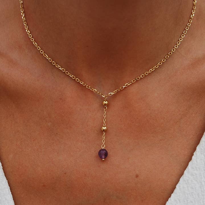 Colar de ametista, colar de prata esterlina. por atacado de Yneda Jewels