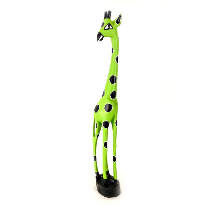 Mbare Home + Gift - Wholesale Decorative Figurine - 24" Painted Lime Green Wood Giraffe