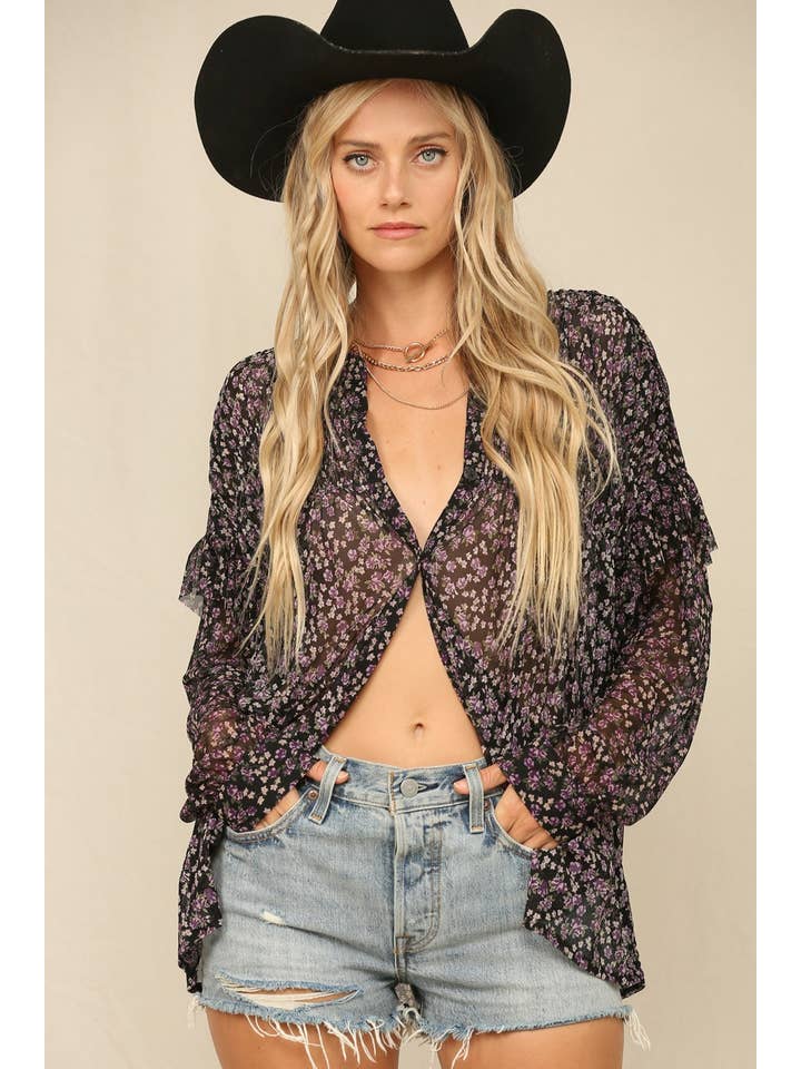 KyeMi - Wholesale Button Down Shirt - Women's - Button Front Design With Smock-Inspired Detailing5