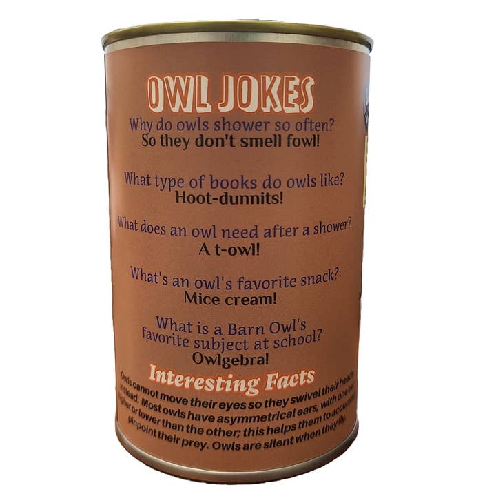 Canned Gifts - Wholesale Stuffed/Plush Toy - Kids & Baby - Hoot the Canned Owl Stuffed Animal Plush in Can Funny Jokes