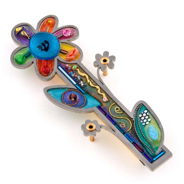 Seeka Blooming Rainbow Flower Mezuzah for wholesale by Seeka Jewelry and Judaica
