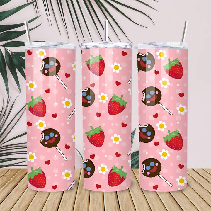 Paleta Payaso Tumbler – Gobelet de 20 oz au chocolat à la fraise avec nostalgie spanglish et amusement latino. pour la vente par Bloom Designs