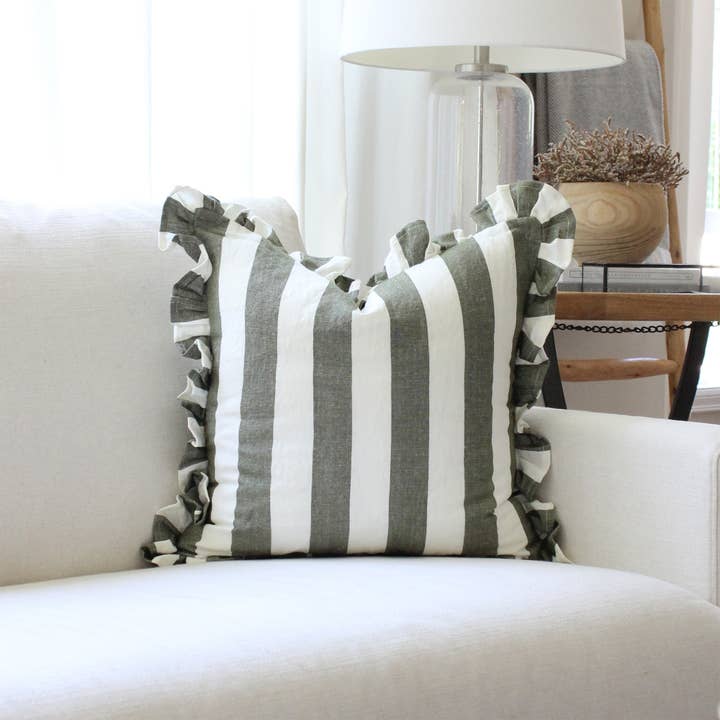 Porter Lane Home - Wholesale Throw pillow cover - Ruffled Cabana Stripe Pillow Cover Collection3