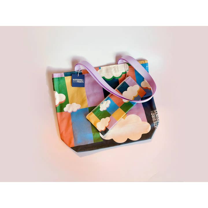 Katiebird Prints - Wholesale Tote Bag - Unisex - Wanderlust Colorful Cloud Pattern Everyday Reusable Tote3