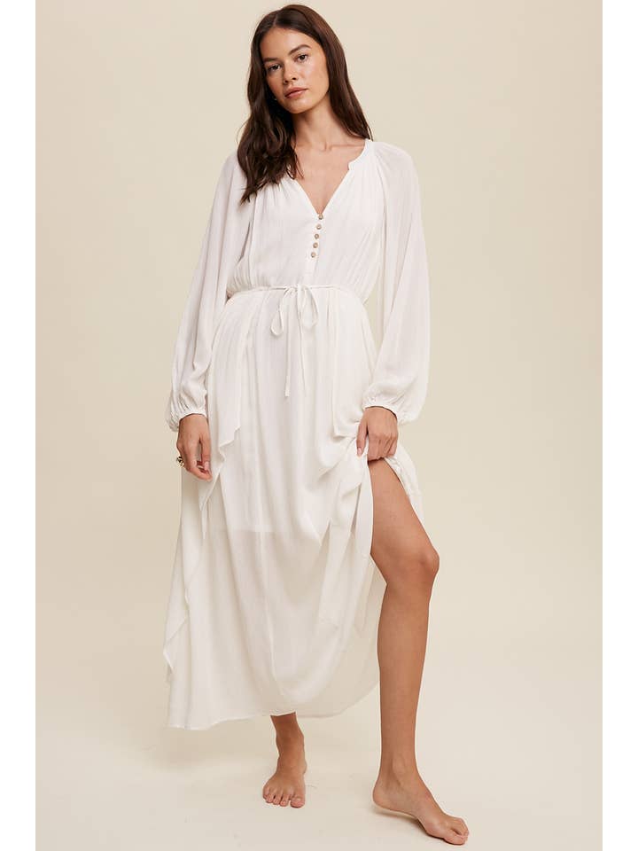 Sheer Trend – wholesale Klänning - Dam – Knapp Fram Drapey Maxi Klänning