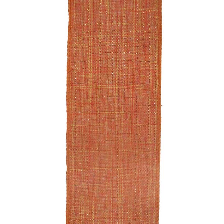 Metallic Lined Faux Linen Orange Ribbon for wholesale by David Christopher's Collection