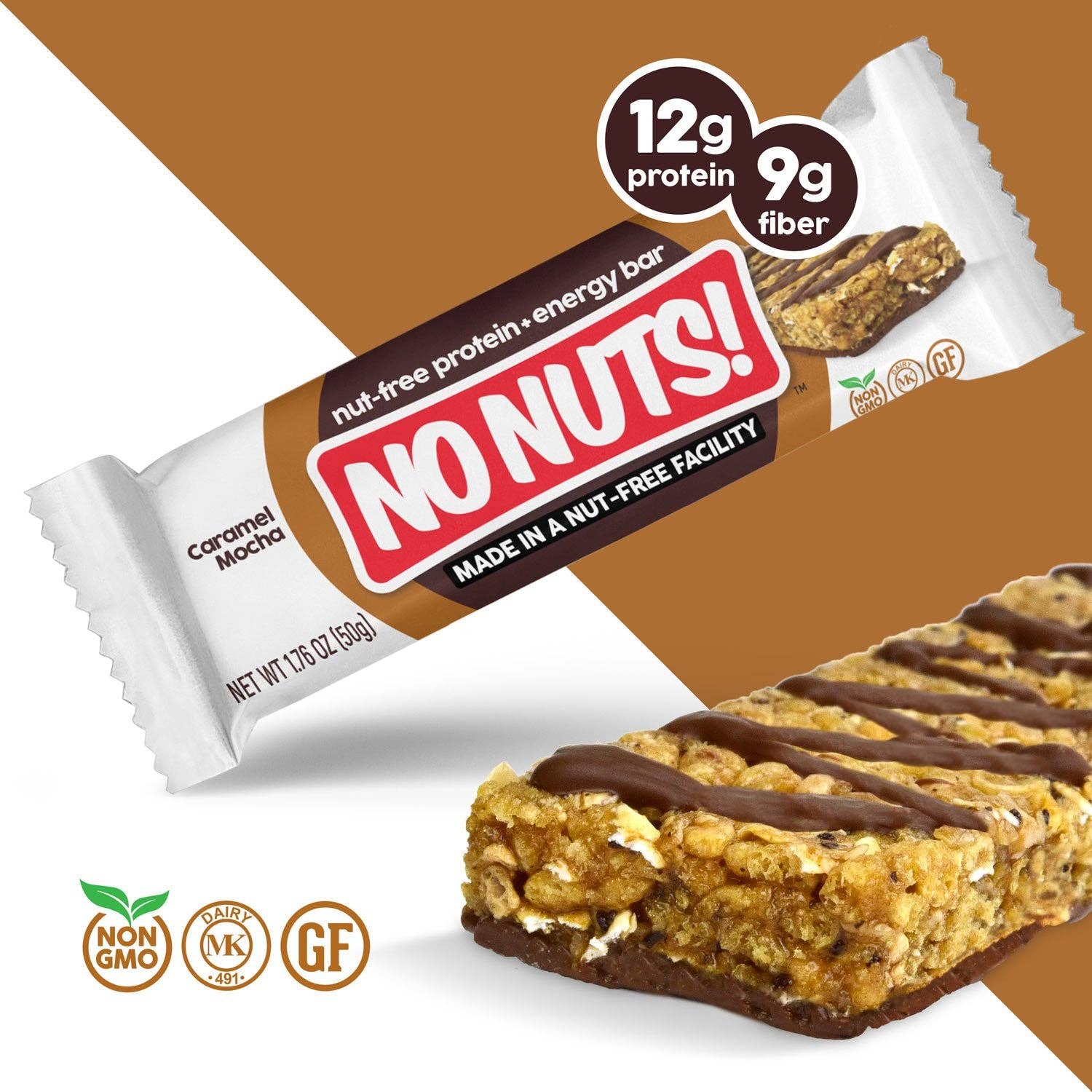 No Nuts! – Snack Bar por atacado – Barras de Snack de Chocolate, Caramelo e Mocha - Pack de 12 Barras1