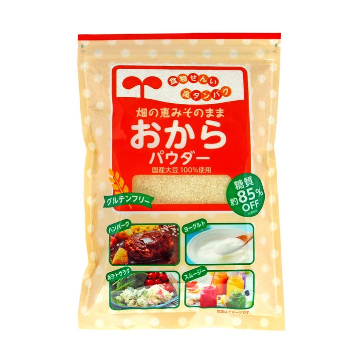 Okara (unohana) powder soy/soybean tofu pulp powder おから naturally gluten-free, high in protein & fiber, 85% less carbs than wheat flour, naturally upcycled making it sustainable and eco-friendly. Ideal for gluten-free baking for wholesale by Koji Market