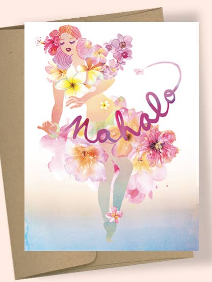 MAHALO DANCER WATERCOLOR GREETING CARD for wholesale by Studio Masha D'yans