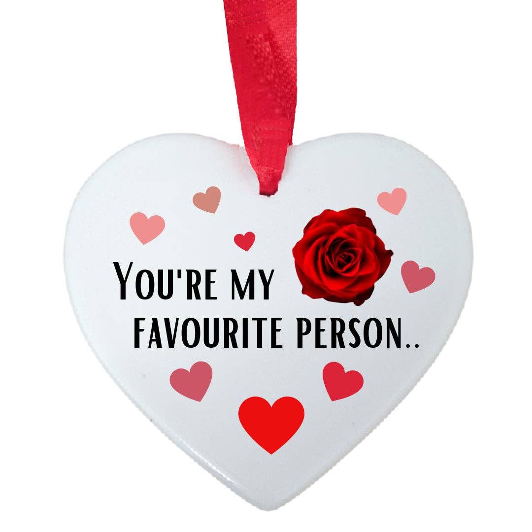 Second Ave Gift Company - Vendita all'ingrosso Decorazione - Second Ave You're My Favourite Person Love in ceramica bianca da appendere a forma di cuore per San Valentino0