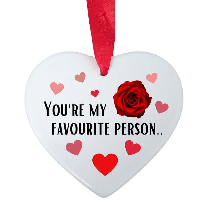 Second Ave Gift Company - Vendita all'ingrosso Decorazione - Second Ave You're My Favourite Person Love in ceramica bianca da appendere a forma di cuore per San Valentino