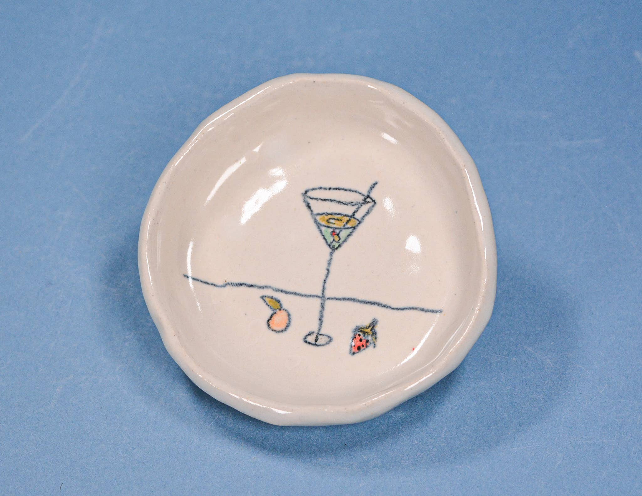Juice Ceramics Handmade Pottery and Jewelry - Wholesale Decorative Plate/Dish/Bowl - Martinis and Fruit Ceramic Dish