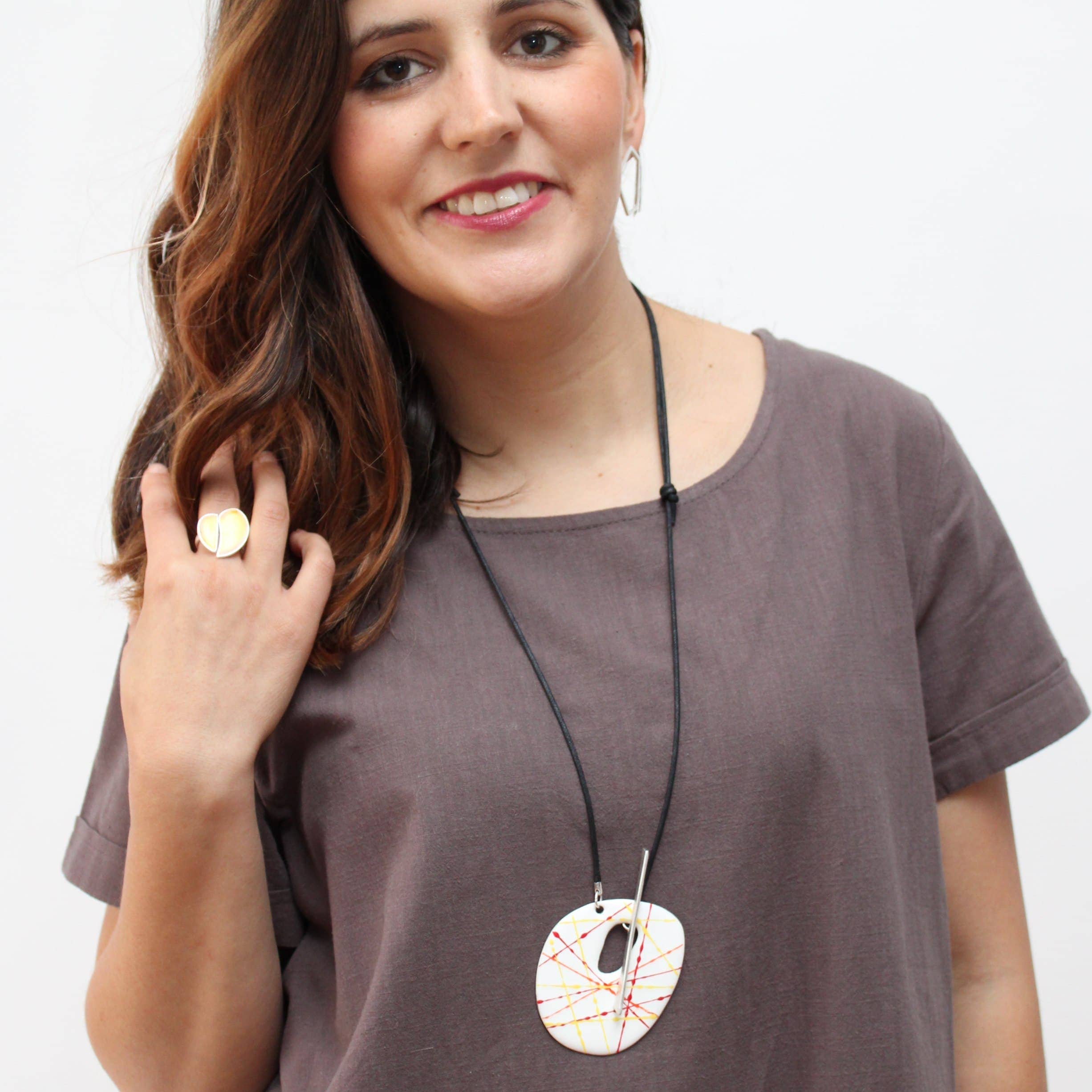 Sylca Designs - Wholesale Pendant/Charm Necklace - White & Red Splash Lea Pendant1