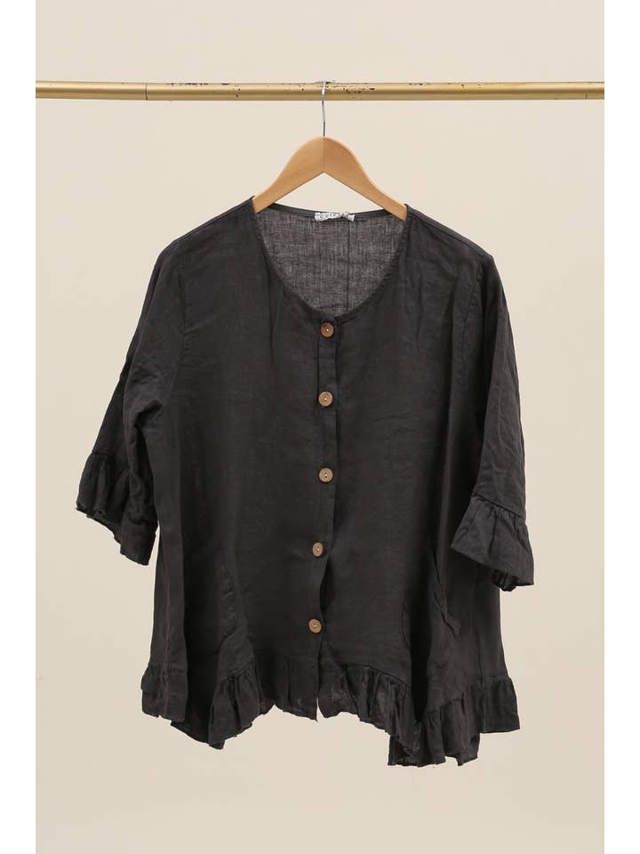 la maison des fibres naturelles - Wholesale Varsity/Baseball Jacket - Women's - Blouse 1634 100% linen25