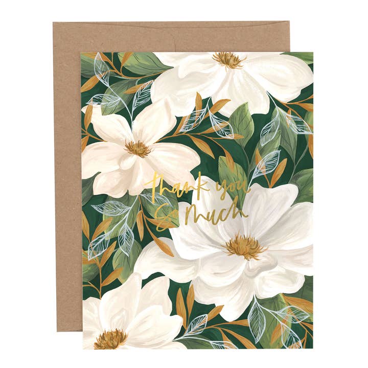 Magnolia Thank You Greeting Card for wholesale by 1canoe2 | One Canoe Two Paper Co.