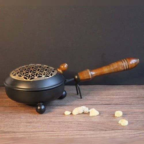 Green Tree - Wholesale Incense Holder - Incense Pan with Mango Wood Handle - Flower of Life2