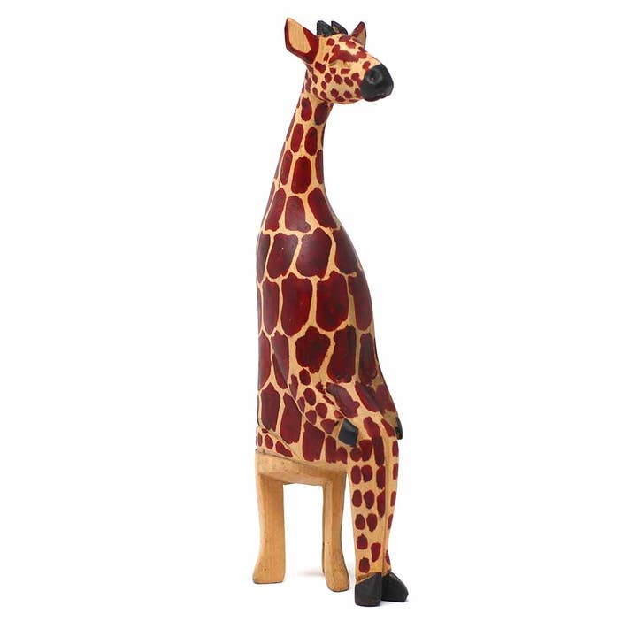 Global Crafts - Wholesale Decorative Tabletop Object - Mahogany Party Safari Animal Sculpture Carving Set