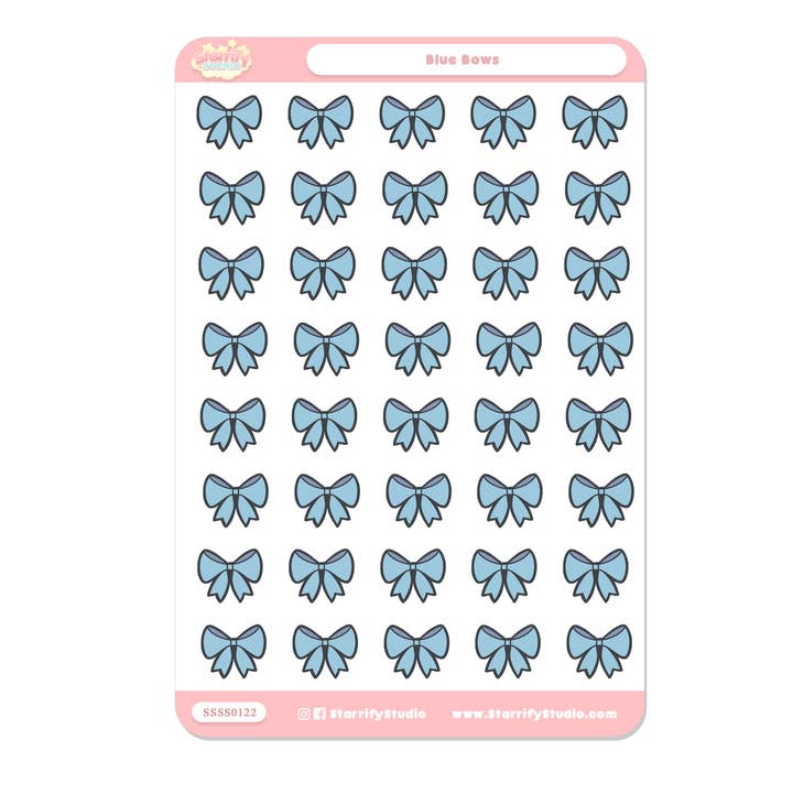 Feuille d'autocollants Blue Bows pour la vente par Pastel Dreamer, LLC.