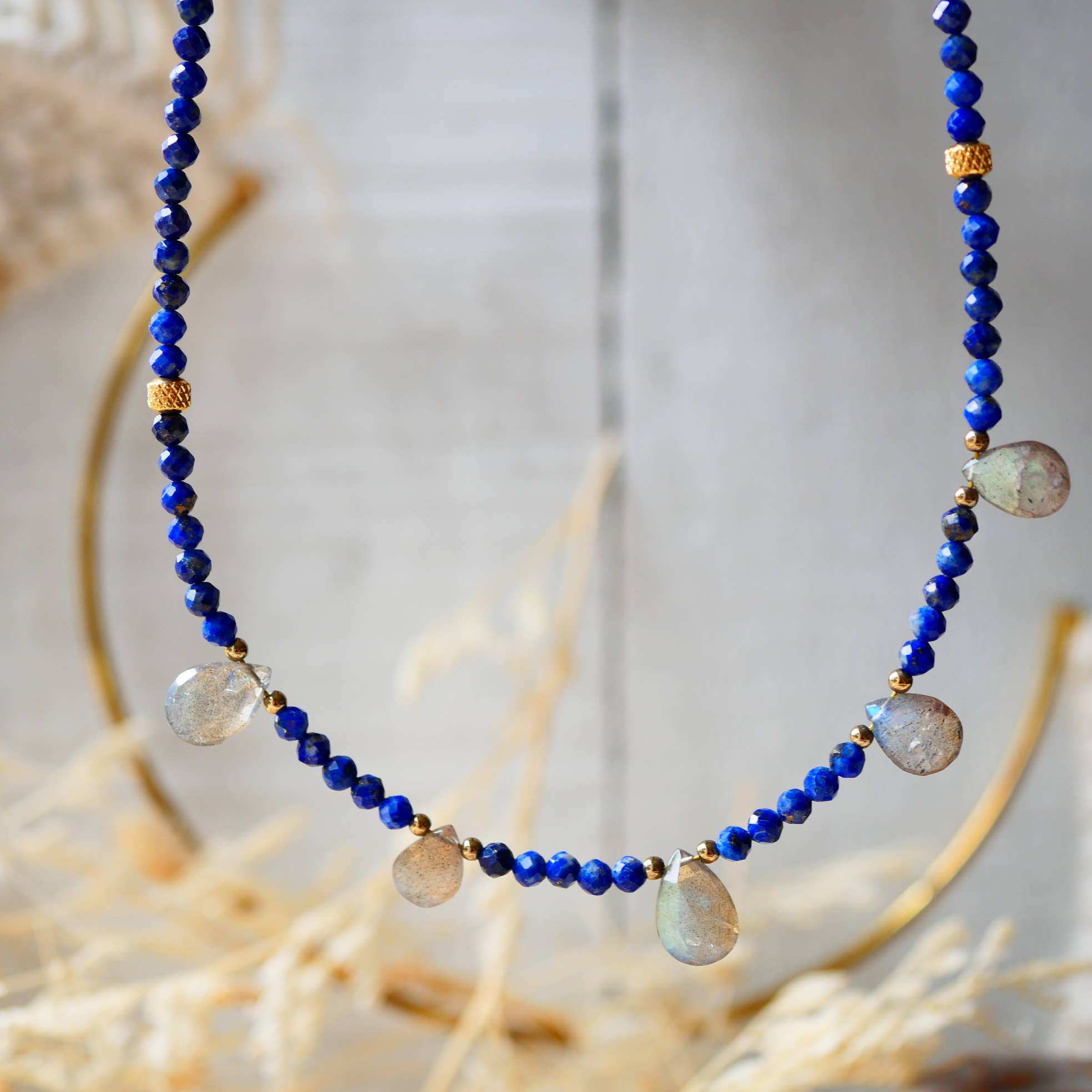 GINANDGER – Colar com missangas/pérolas por atacado – Colar BAL com Lápis-lazúli e Labradorita1