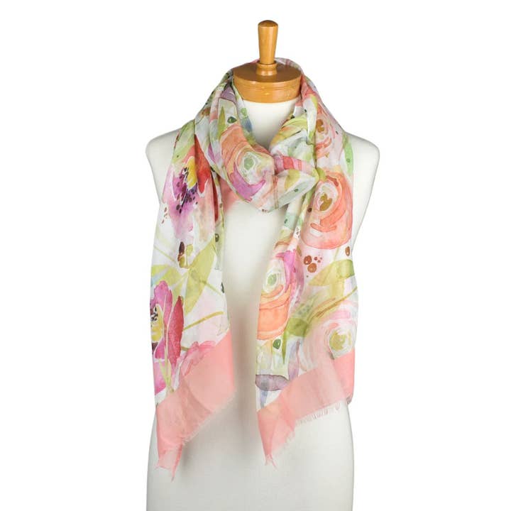 THSS2798: Pink: Botanical Bloom Scarf for wholesale by Taylor Hill Scarves & Co