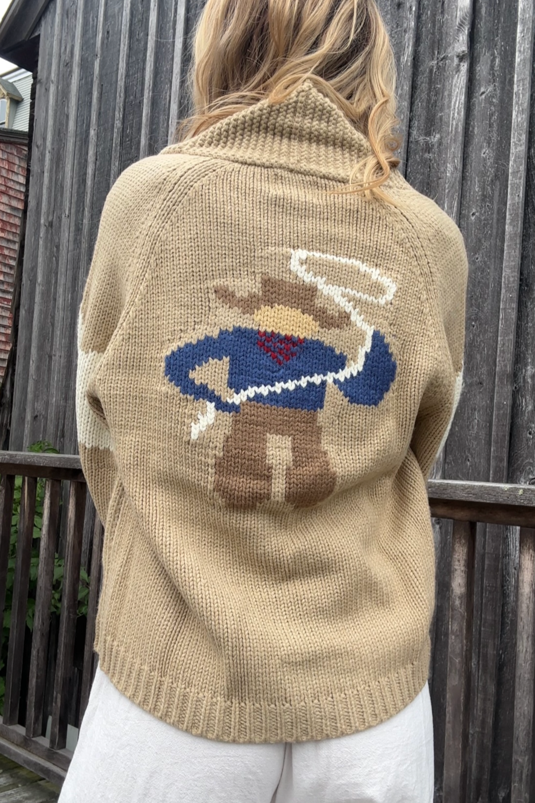 Pink Pineapple - Wholesale Cardigan - Women's - Vintage Cowboy Varsity Cardigan in Camel3