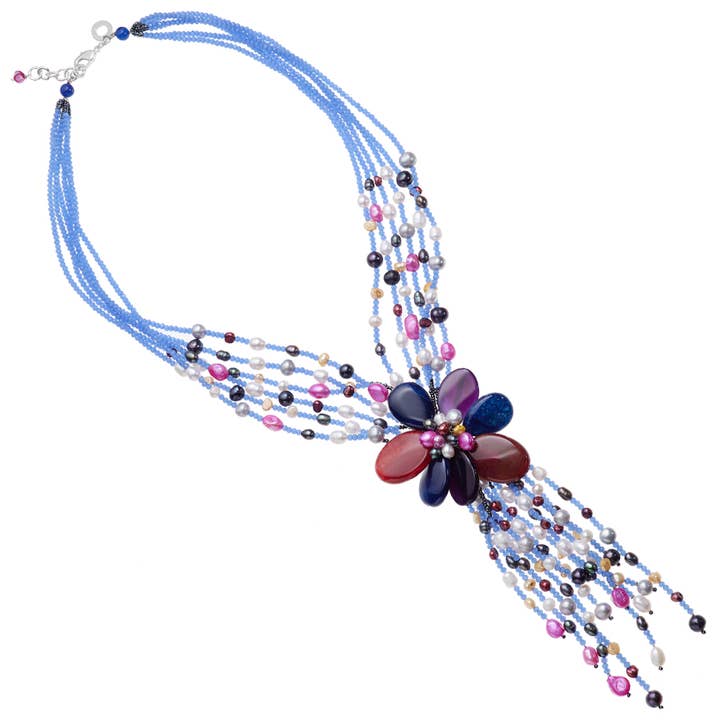 Halsketting met agaat en parels voor wholesale door Ottaviani