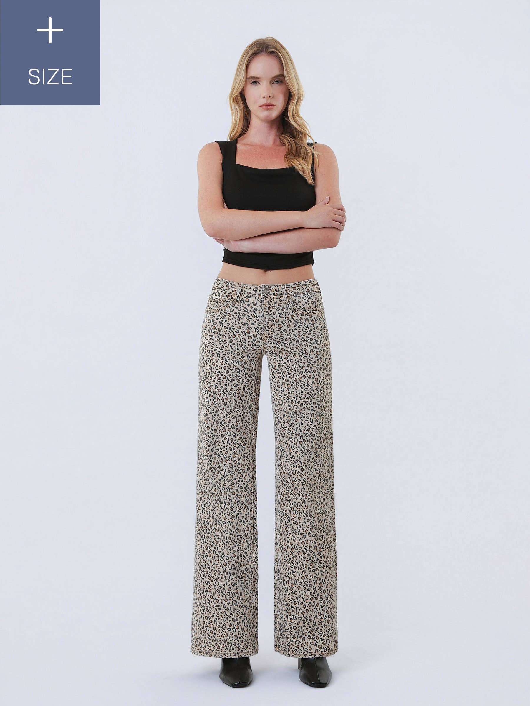 PLUS SIZE MID RISE LEOPARD PRINT WIDE LEG JEANS LV2178LPD-P for wholesale on Faire3