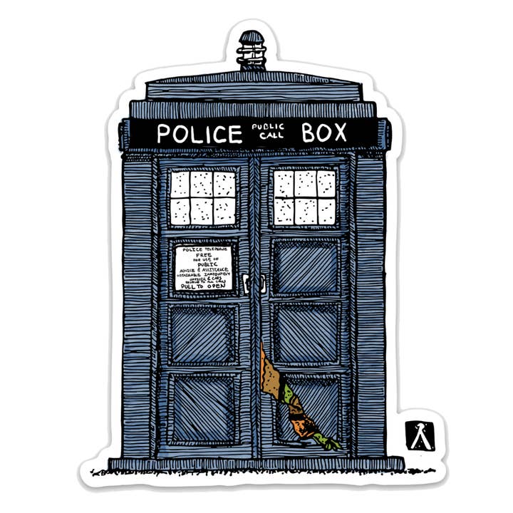 Bellavance Ink - Wholesale Sticker - Pen And Ink Drawing Of Old Police Call Box Vinyl Sticker