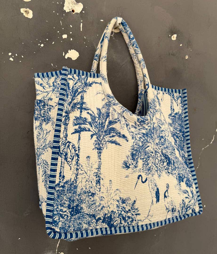 bhavnas boutique – Sacola - Mulher por atacado – Bolsa de Algodão Estampada e Acolchoada - Sacola de Compras3