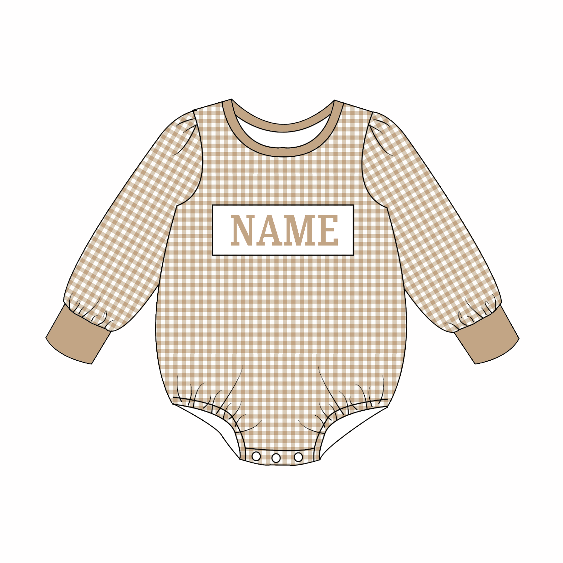 Auraquise - Vente Ensemble de vêtements – bébé - Vêtements de Noël pour enfants avec NOM PERSONNALISÉ Broderie à carreaux beiges pour frères et sœurs2