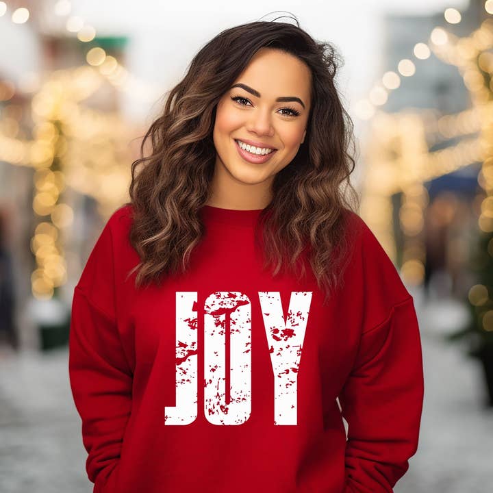 Joy Block Distressed Sweatshirt for wholesale by Olive And Ivory Wholesale