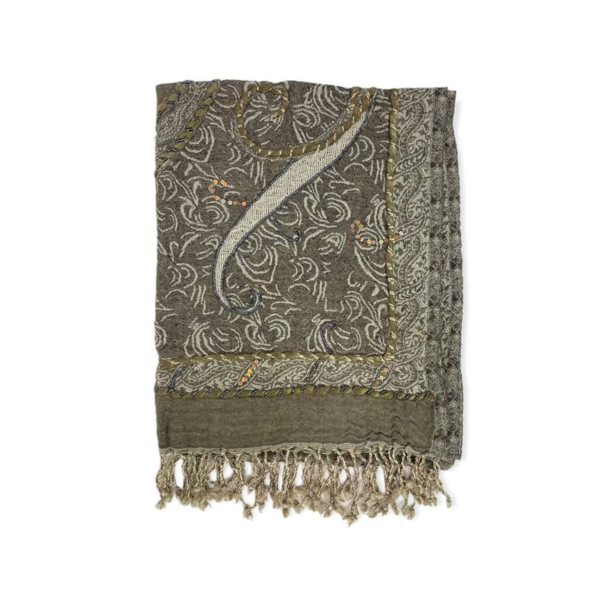 Chenson & Gorett – Cachecol - Mulher por atacado – Lenço Étnico Indiano de Lã com Paetês e Bordados21