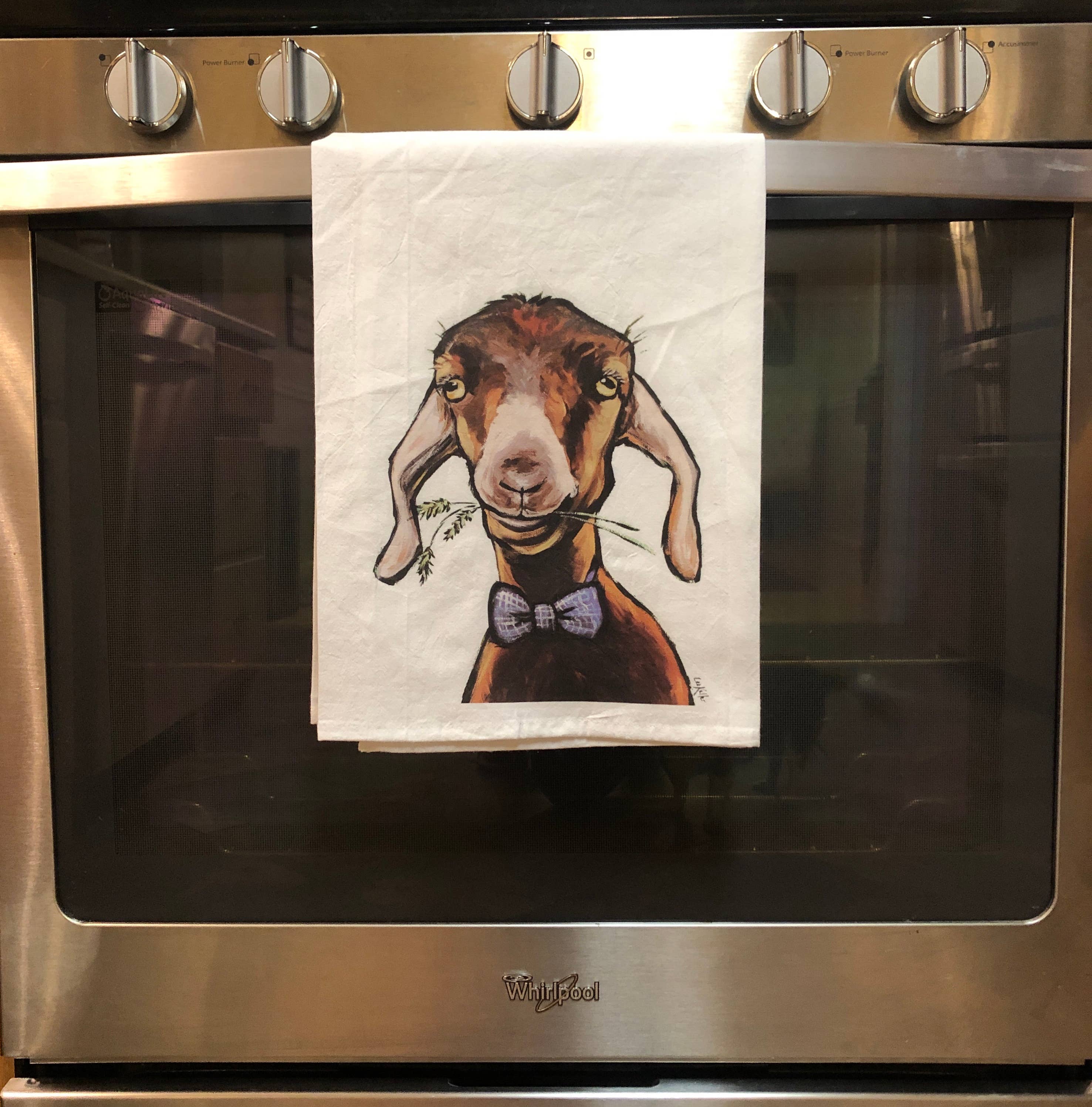 Hippie Hound Studios - Vente Torchons - Serviette de sac à farine de chèvre, décoration de ferme, torchon de chèvre2