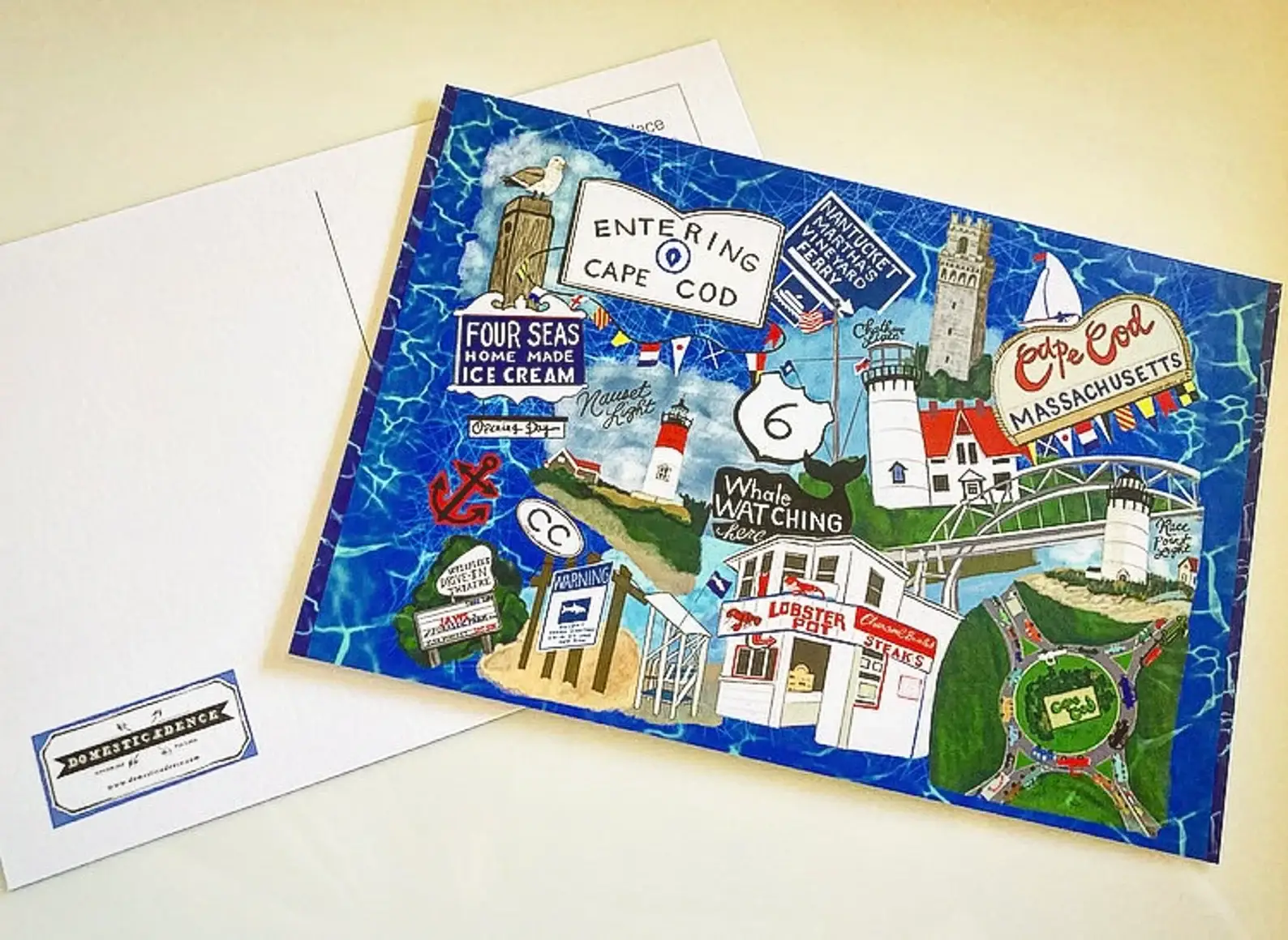 Domesticadence - Wholesale Postcard - Hand-Drawn Cape Cod, Massachusetts Postcards1