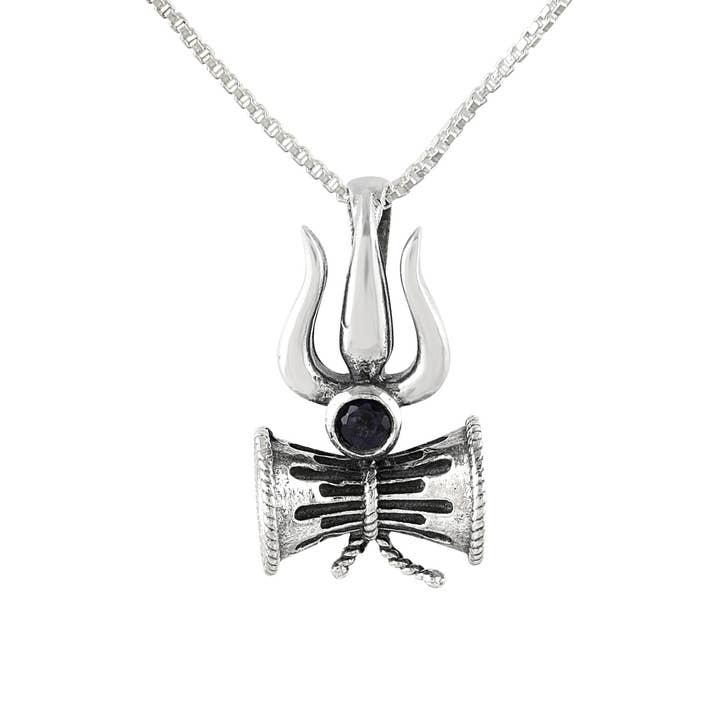 Lord Shiva Pendant in Silver with Iolite semi-precious stone for wholesale by Mantra4u