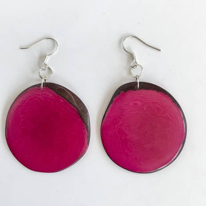 Belart Fair Trade - Wholesale Dangle Earrings - Tagua Single Slice Maya Earrings5