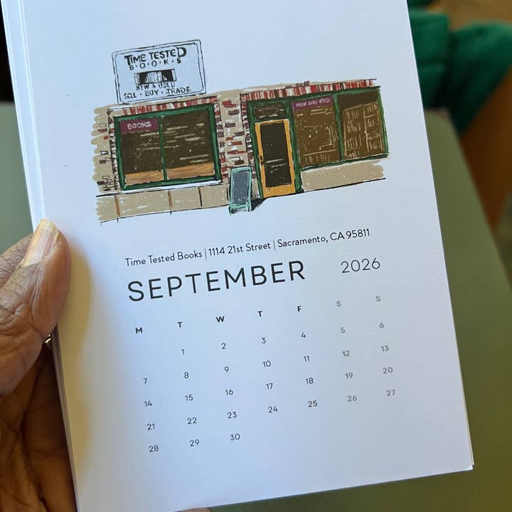 PriyaOriginalsArt - Wholesale Calendar - Bookshops of Sacramento 2026 Desktop Calendar + easel6