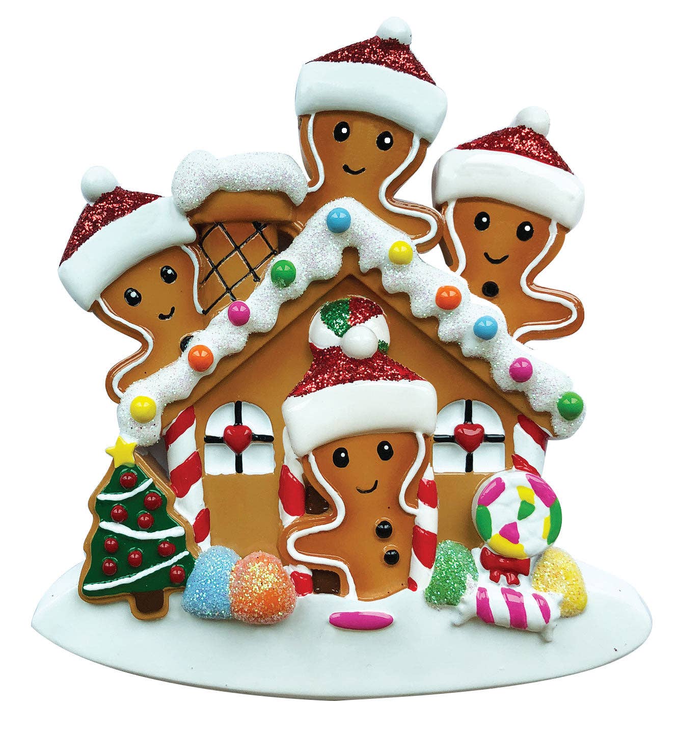 PolarX Ornaments - Vente Objets de décoration - Ornement personnalisé Gingerbread House Family2