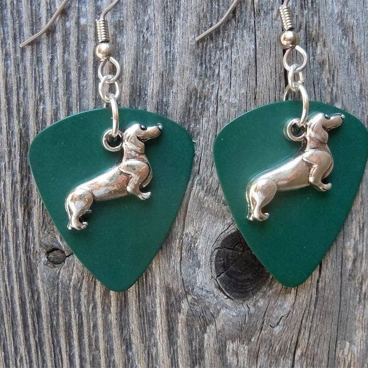 Simply Raevyn - Wholesale Dangle Earrings - Dachshund Charm Guitar Pick Earrings26