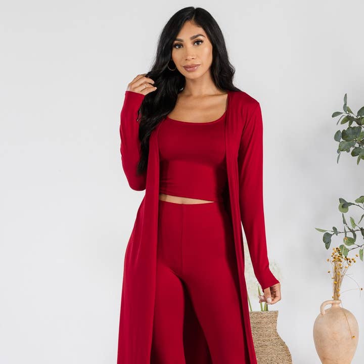 HH624R1-SOLID - 3 PC Pant & Duster Set and other Purchase Wholesale hcb102. Free Returns & Net 60 Terms on Faire trending on Faire.