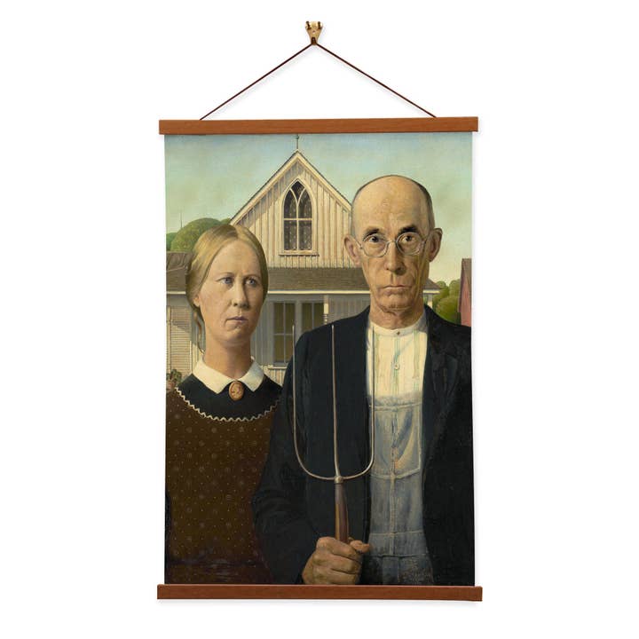American Gothic - Decoración de pared con marco vintage de Grant Wood para venta al por mayor de Vintage Banners