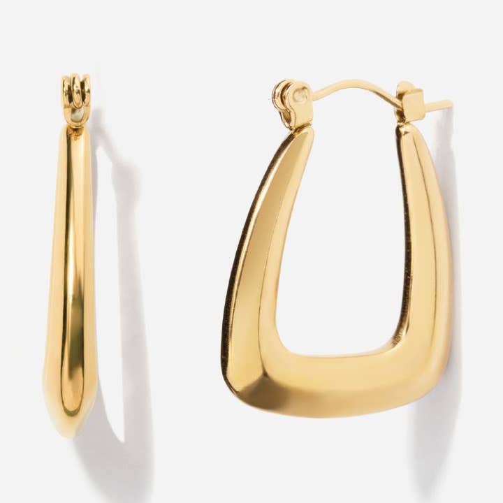 Rectangular Puffed Hoop Earrings for wholesale by Little Sky Stone