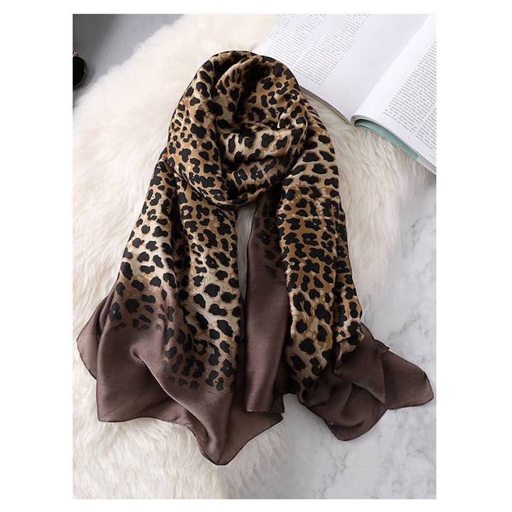 Stylish Leopard Gradient Silk Scarf for wholesale by Sheer Trend