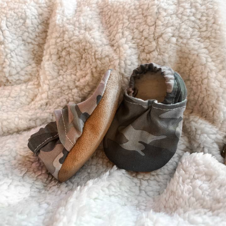 Sole Haus Footwear - Wholesale Booties - Baby - Green Camo Soft Sole Baby Shoes, Baby Moccs