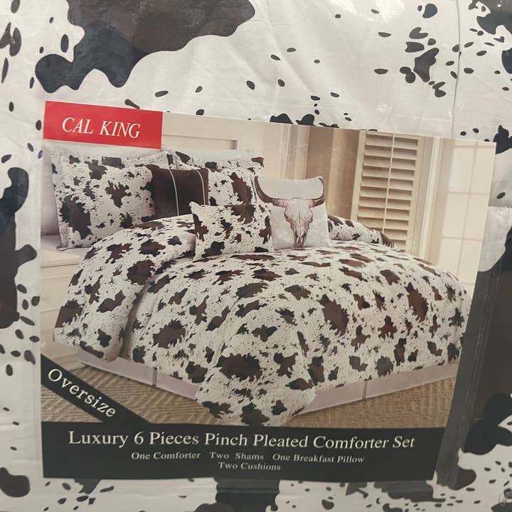 Broads Market – wholesale Bedding set – 6 Piece Plush Cow Print Bedding Set